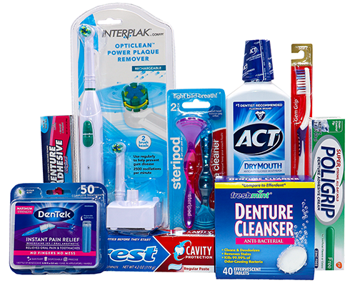 Dental care products including toothbrushes and mouthwash