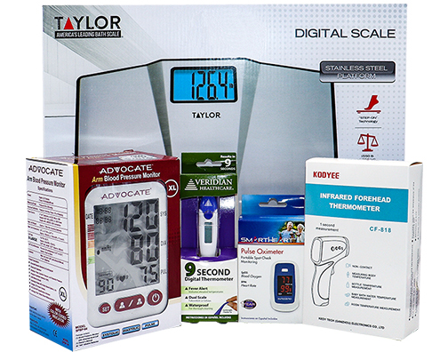 Diagnostic equipment including blood pressure monitors and scales