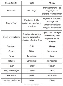 Difference Between Cold and Allergies